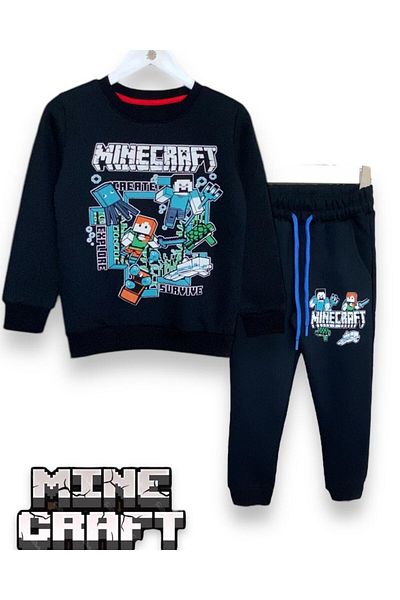 LİTTLE TORTOİSE Tricou din bumbac pieptănat de vară pentru băiat cu imprimeu Minecraf