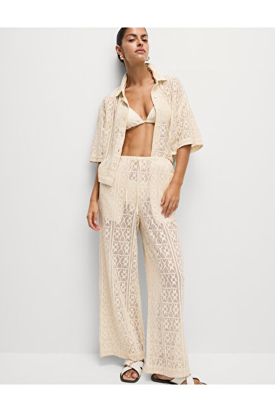 Marks & Spencer Saf Pamuklu Örgü Plaj Pantolonu