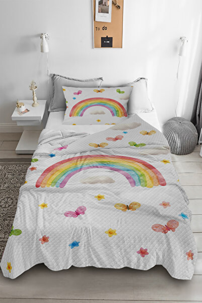 Bebişim Halı Rainbow Butterfly Single Child Pique Pillow with Case
