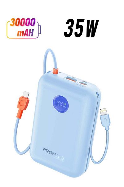 Promate 30000 mAh 4 in 1 High-Capacity Power Bank 35W