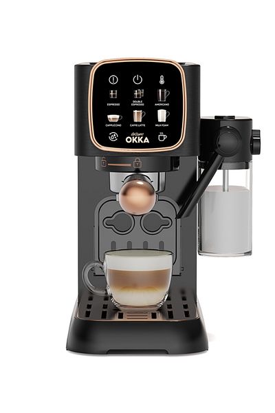 Arzum Okka OK0032 Semi-Automatic Espresso Machine with Milk Container, 15-Bar Pump, Touchscreen Disp
