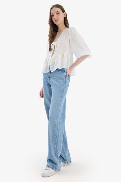 DeFacto Pantaloni lungi de jeans cu talie înaltă, drepte, largi, lavabili E3190AX25SP