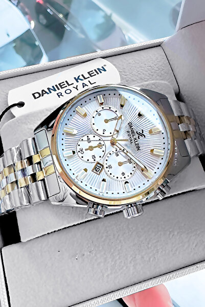Daniel Klein Gift Exclusive Men's Wristwatch 3 Atm Water Resistant Silver-Gold Color Steel Band + Bracelet