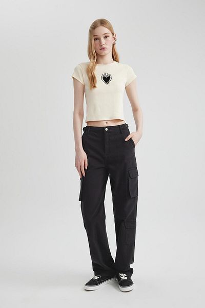 DeFacto Straight Fit Gabardine Cargo Pants with Pockets, B7611Ax24Sp