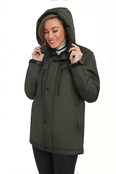 freemen Women's Khaki Fleece Fur Water and Windproof Hooded Winter Coat & Coat & Parka