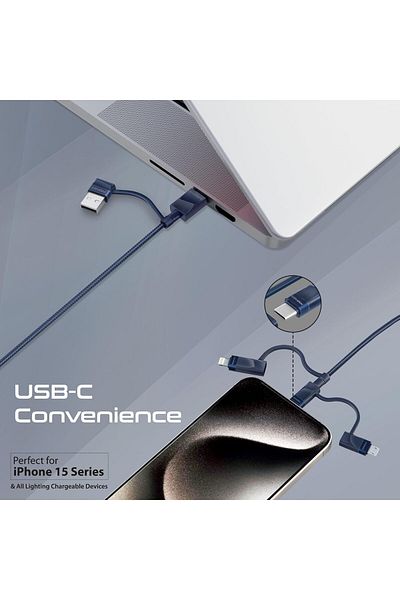 Promate كابل شحن متعدد 6 في 1، هجين ممتاز 20 فولت 3 أمبير، USB-C، موصلات Micro USB إلى USB-A، الولايات المتحدة