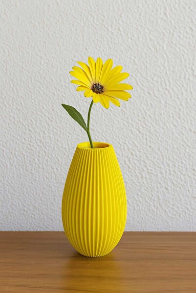 KENAR Sarı Dekoratif Vazo, 150 mm, 3D Baskı