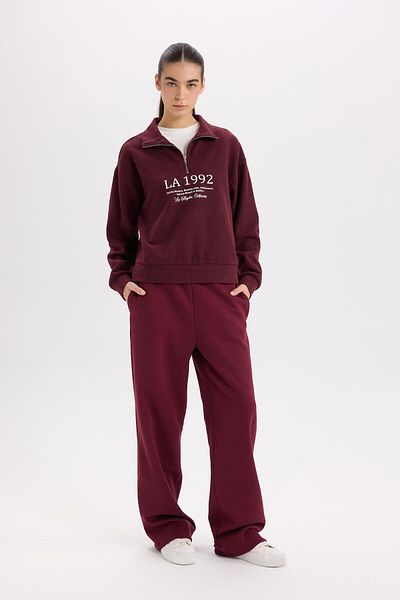 DeFacto Straight Fit Elastic Waist Pocket High Waist Thick Basic Plain Sweatpants B8571Ax24Wn