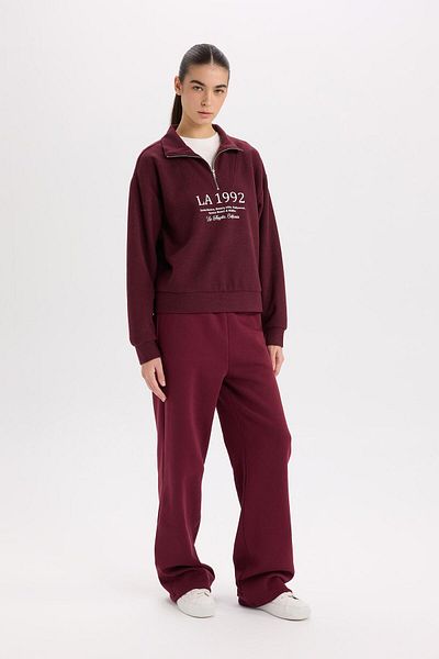 DeFacto Straight Fit Elastic Waist Pocket High Waist Thick Basic Plain Sweatpants B8571Ax24Wn