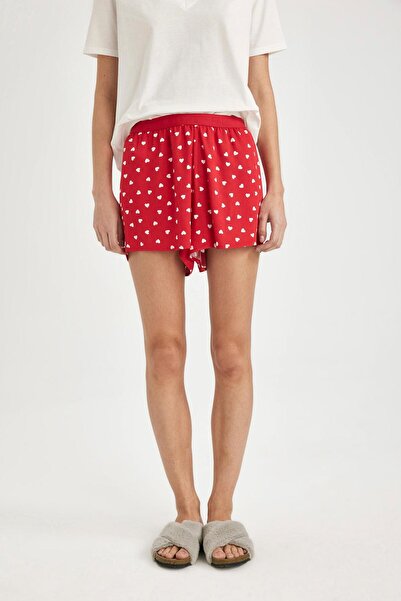 DeFacto Regular Fit Dokuma Şort Pijama Altı-fall In Love B8697ax24sm