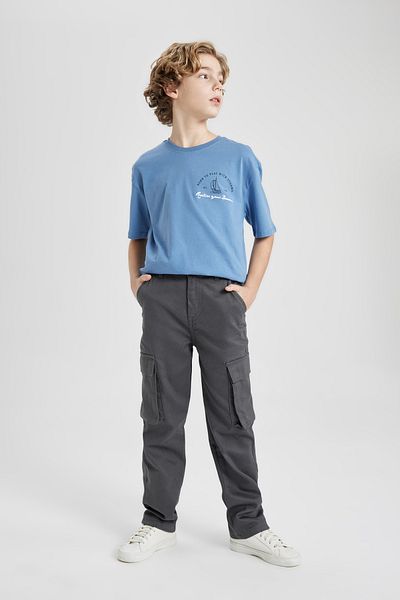 DeFacto Boy's Cargo Fit Standard Leg Twill Trousers B7162a824sp