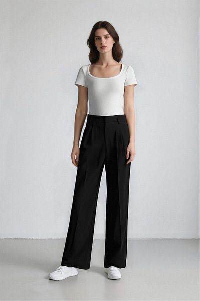 DeFacto Wide Leg Fabric Palazzo Trousers Regular Waist Wide Leg E7241Ax25Sp
