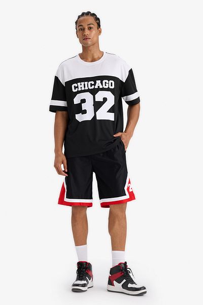 DeFacto Defactofit Oversize Wide Fit Crew Neck Printed Sportsman Short Sleeve T-Shirt E4121Ax25Sm