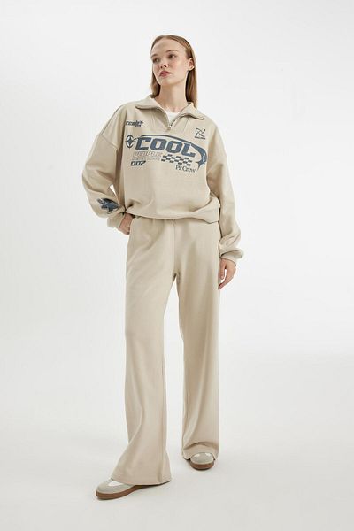 DeFacto Basic Sweatpants με φαρδύ πόδι και ελαστική μέση - Τσέπες B3345ax24wn