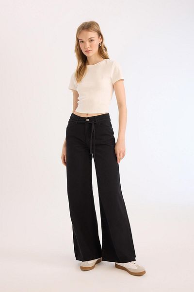 DeFacto Coool Wide Leg High Waist Gabardine Pants E1794Ax25Sp
