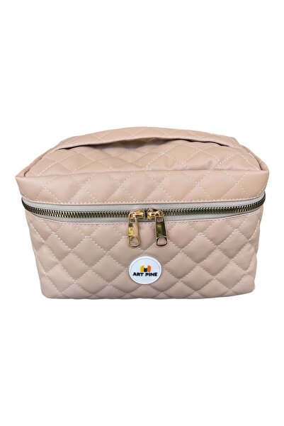 ART PINE Quilted Travel Makeup Bag - Trend Cosmetic Accessory Leather