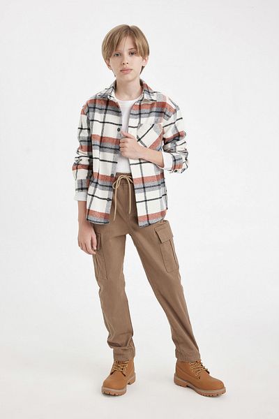 DeFacto Παντελόνι Jogger Gabardine για αγόρια - Cargo Pocket, μέση με κορδόνια και ελαστικά πόδια A9393a824au