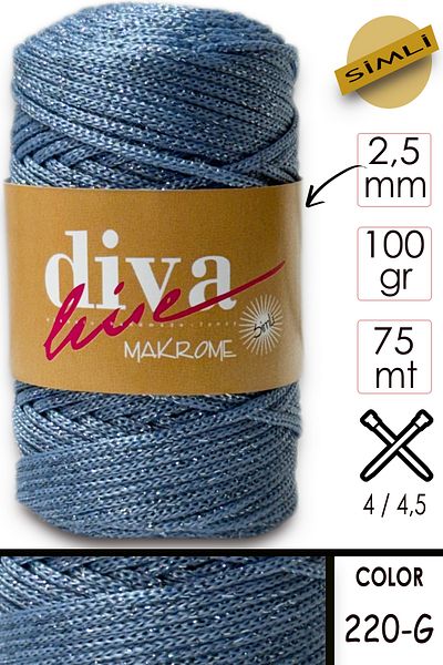 Diva İplik Diva - 220g Baby Blue, Macrame Floss Glitter
