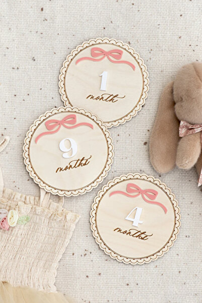 acargrafik Ahşap Aylık Bebek Fotoğraf Çekim Kartları – 1-12 Ay
