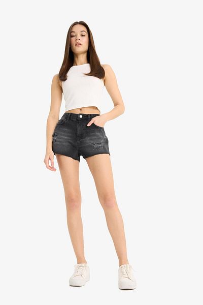 DeFacto High Waist Cut Out Jean Shorts E4693Ax25Sm