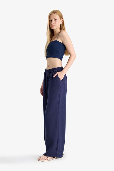 DeFacto Coool Wide Leg Normal Waist Muslin Trousers F5834Ax25Hs