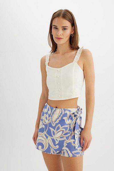 DeFacto High Waist Viscose Shorts Skirt - Patterned, Wide Leg A8125Ax24Hs