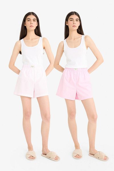 DeFacto Regular Fit Short Boy Popeline 2 Stück Pyjama Bottom-fall In Love E4342ax25sm