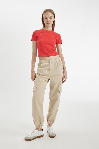 DeFacto Παντελόνι Jogger Coool με ύφασμα Gabardine - Κανονική μέση, τσέπη Cargo, B0454ax24au