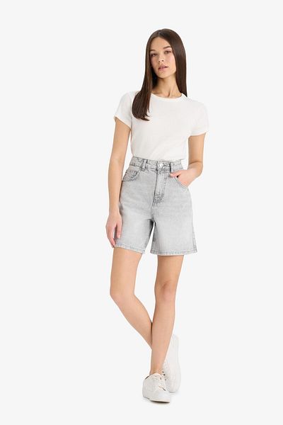 DeFacto High Waist Pocket Jean Bermuda Shorts E4701Ax25Sm