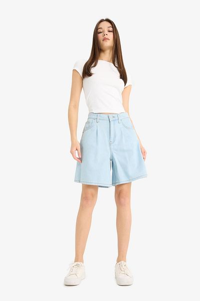 DeFacto Weiche Jeans-Bermudashorts mit hoher Taille E0960ax25sm
