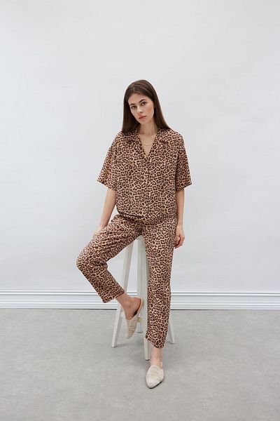 DeFacto Παντελόνι Modal με σχέδιο Leopard Ψηλόμεσο ίσιο πόδι