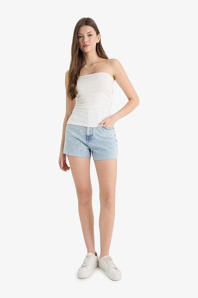 DeFacto Pantaloni scurți din denim Mom Fit cu talie înaltă E0527AX25SM