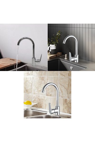 itg Silver Kitchen Faucet – Hot & Cold, 360° Swivel, Water-Saving, SASO Certified, 5-Year Warrant