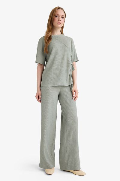 DeFacto Wrap-Around Pants Wide Leg Wide Wide Leg Stretchy Waisted C0200Ax25Sp