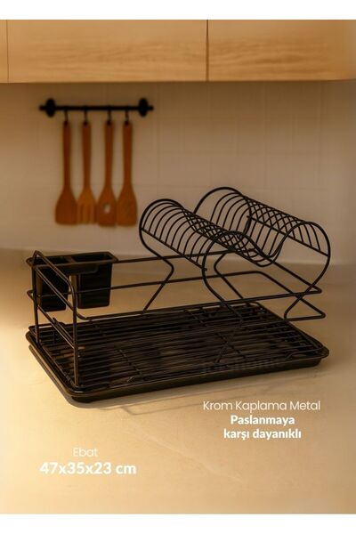 Jet's Home 2 Katlı Bulaşıklık Tezgah Üstü Tabaklık BPA FREE Bulaşık Sepeti Ka...