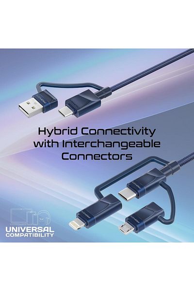 Promate كابل شحن متعدد 6 في 1، هجين ممتاز 20 فولت 3 أمبير، USB-C، موصلات Micro USB إلى USB-A، الولايات المتحدة