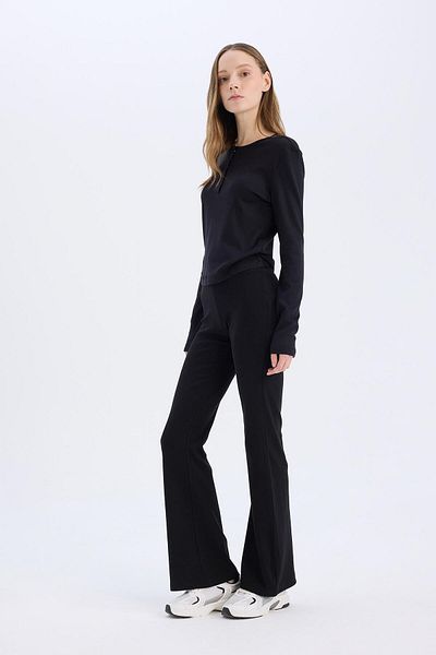 DeFacto Spanish Leg Cool Flare Fit Stretchy Rib Pants E0628Ax25Sp