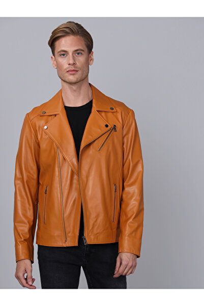 Basics&More سترة جلدية للدراجات النارية للرجال - E2021