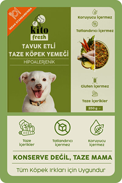 kito Fresh Tavuk Etli Köpek Yemeği %100 Taze İçerikli Mama 250 gr