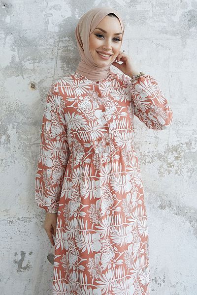 InStyle Φόρεμα Fale Complex Leaf Viscose - Salmon