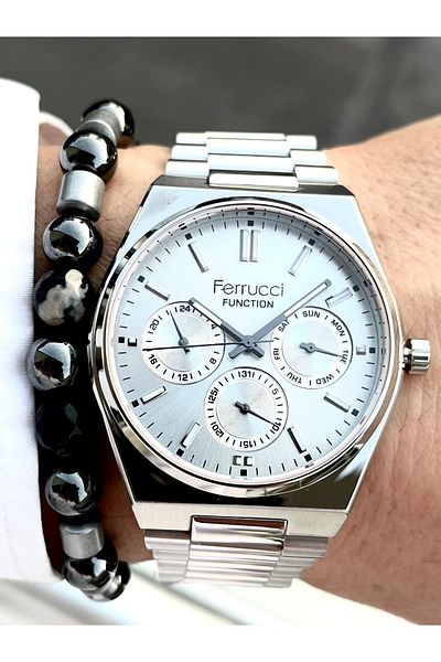 Ferrucci New Season 3 Atm Waterproof Men's Wristwatch - Steel Cord and Case