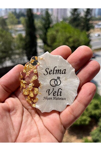 Uğur efendi şekerleme Epoksi Magnet 25 Adet Yüzüklü Nişan Magneti Nikah Magne...