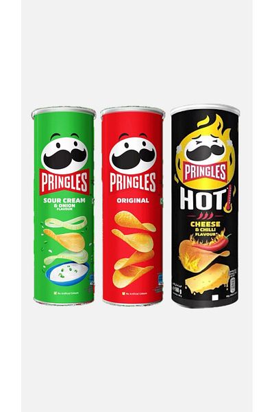 Pringles Original, Hot & Spicy, Sour Cream Onion Potato Chips 3*165Gr