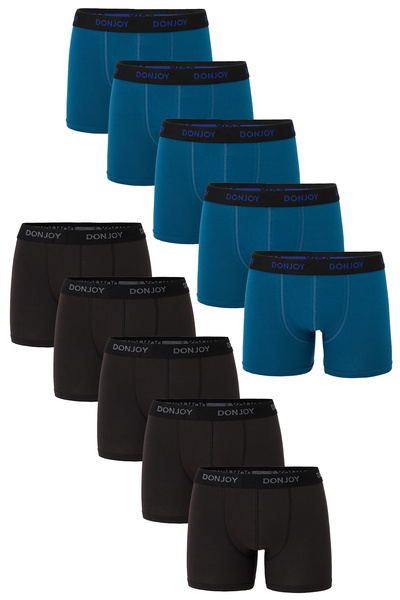 don joy Erkek 10'lu Pamuklu Likralı Penye Beli Lastikli Boxer