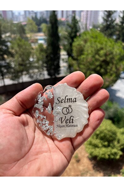 Uğur efendi şekerleme Epoksi Magnet 25 Adet Yüzüklü Nişan Magneti Nikah Magneti Söz Kına Magneti