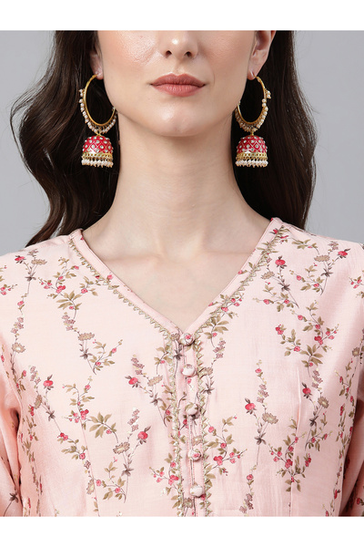 IndHeritage Premium cotton occasion / casual kurti - Beige printed kurti / kurta for women - IDH00090