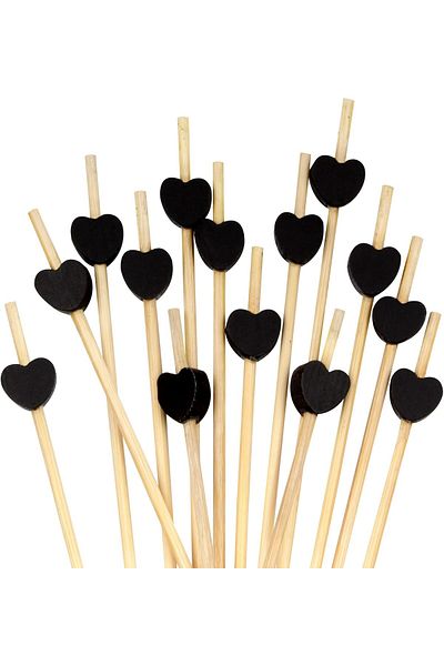 alenked Bamboo Black Spade Toothpick 12 cm 50 Pieces [New]