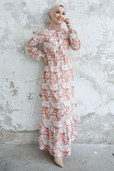 InStyle Φόρεμα Fale Complex Leaf Viscose - Salmon