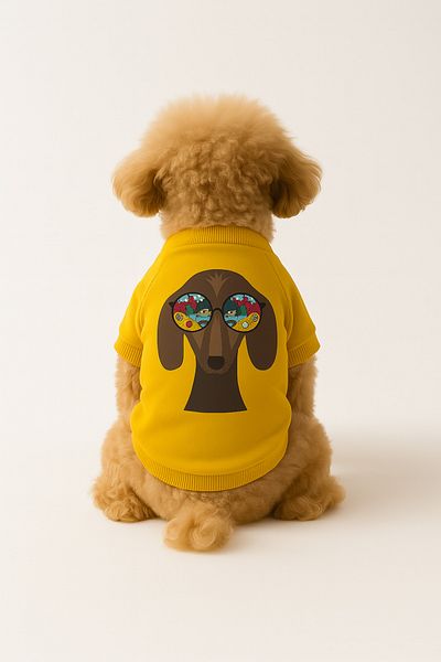 MPZ Pets Cat and Dog Outfit - Yellow Sweatshirt and Glasses Outfit