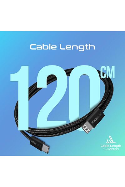 Promate USB-C™ to Lightning Cable, Ultra-Fast 27W Power Delivery, 480Mbps Data Sync, Super-Slim Co